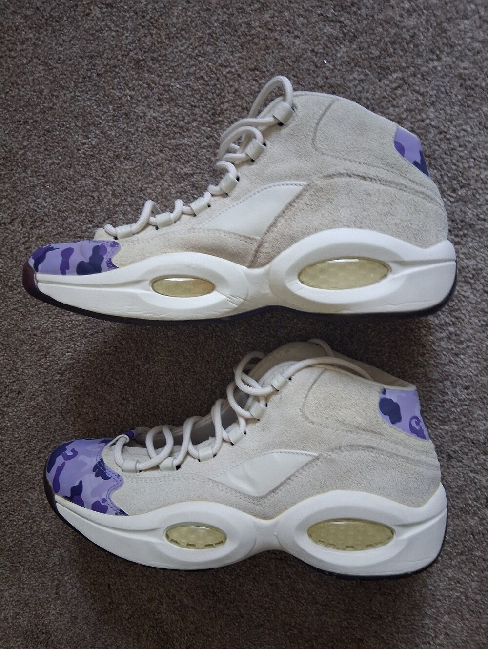 Reebok Question Mid Cam'ron Purple Camo Suede Sneakers Shoes  Men's Size 11